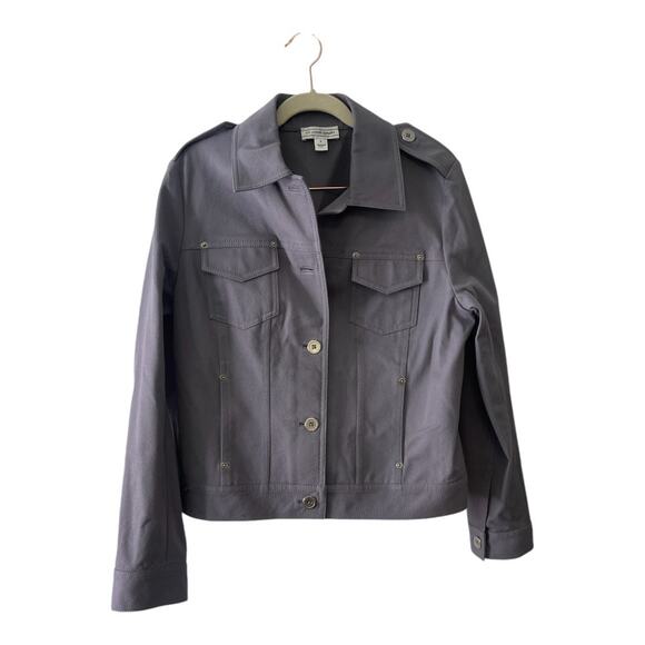 St. John Sport Button Front Jacket Stretch Long Sleeve Collared Gray Size Small - Picture 2 of 13